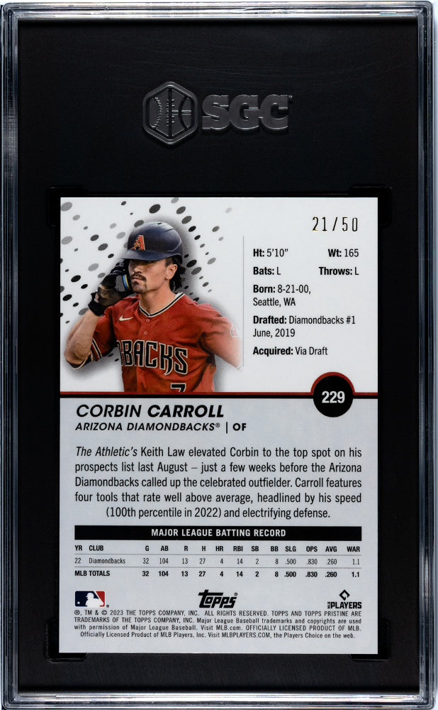 2023 Topps Pristine Corbin Carroll #229 SGC 10