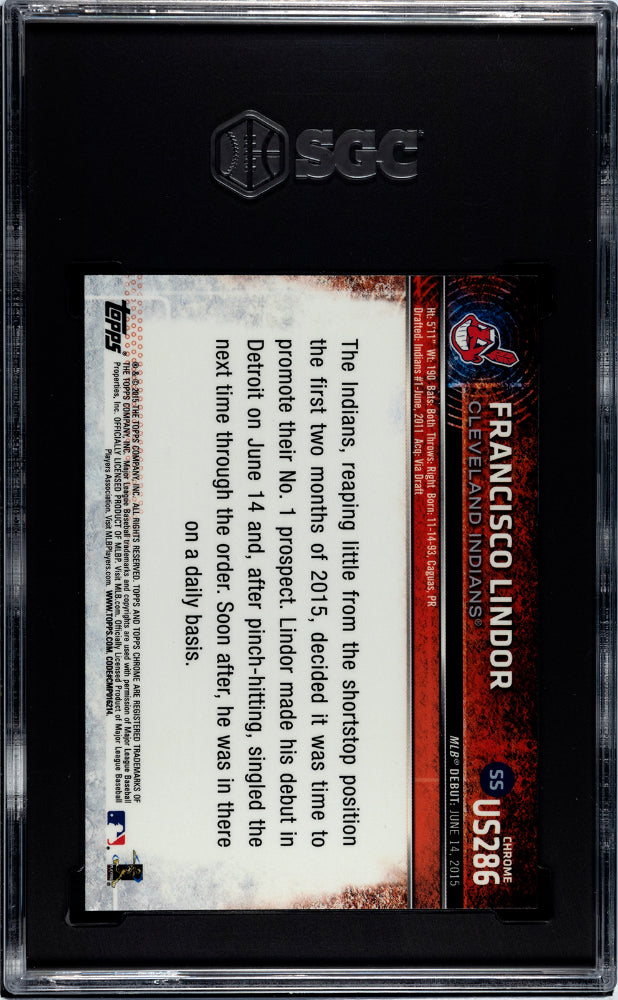 2015 Topps Chrome Update Francisco Lindor #US286 SGC 9.5