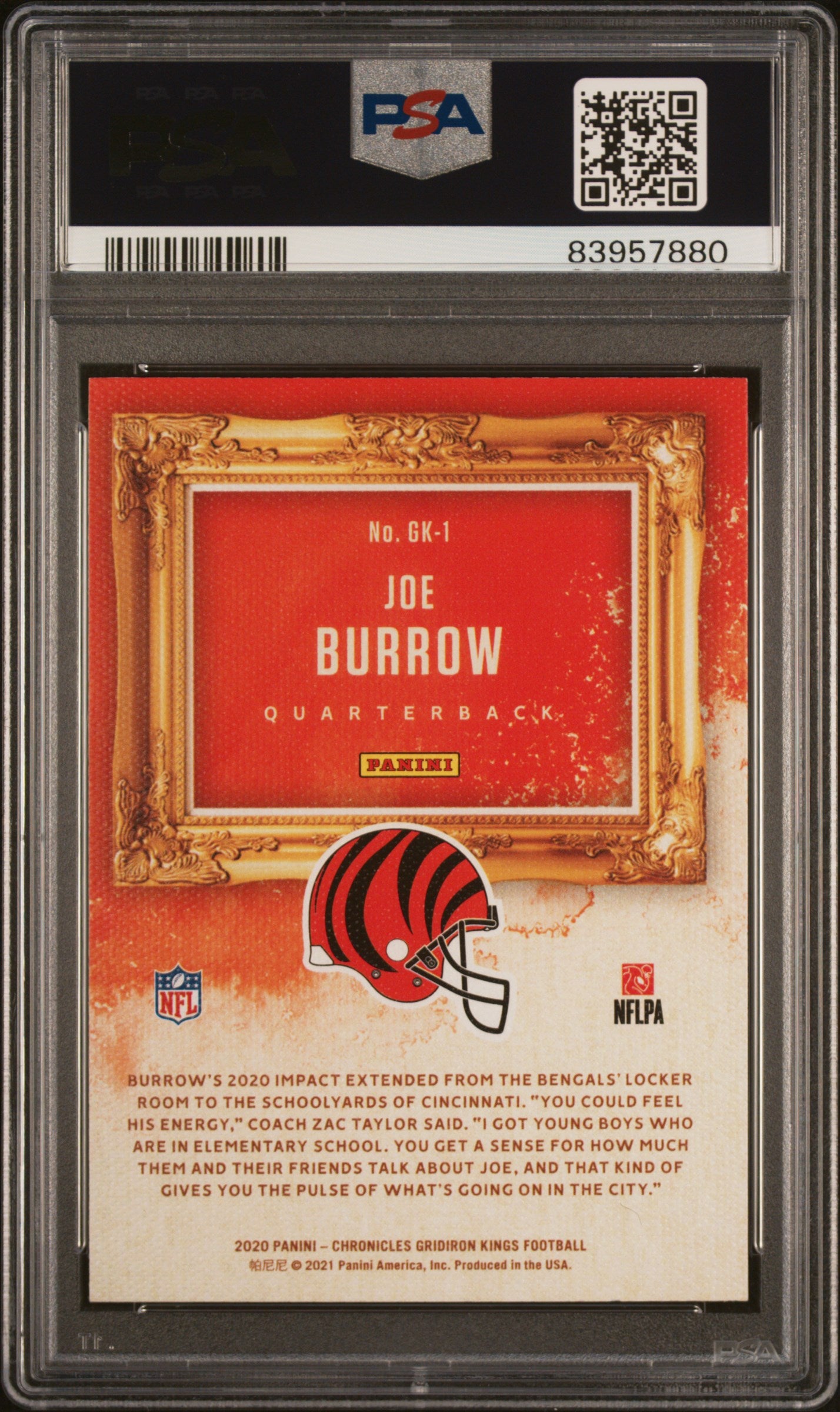 2020 Panini Chronicles Gridiron Kings Joe Burrow #GK1 PSA 10