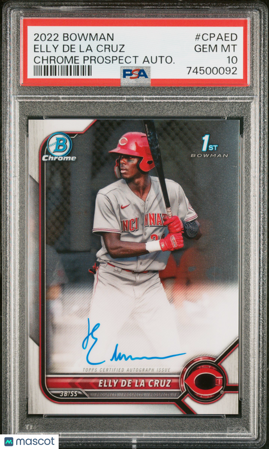 2022 Bowman Chrome Prospect Autographs Elly De La Cruz #CPAED PSA 10